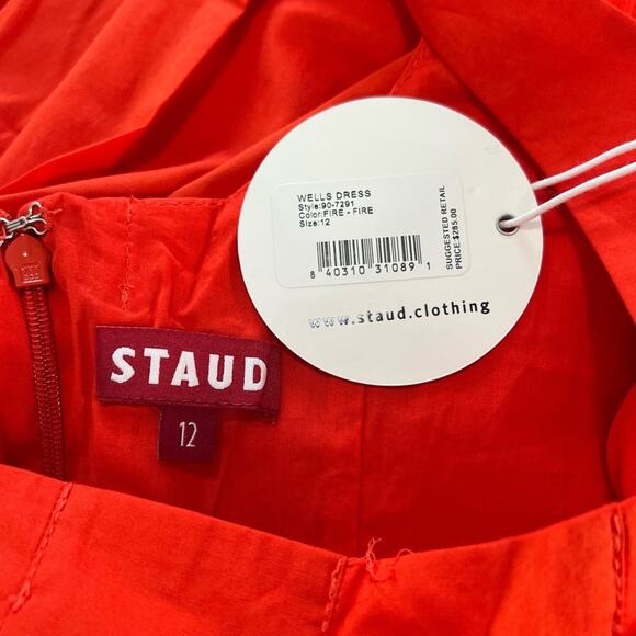 NWT NEW STAUD Wells Poplin Scoop Midi Dress - Picture 6 of 10